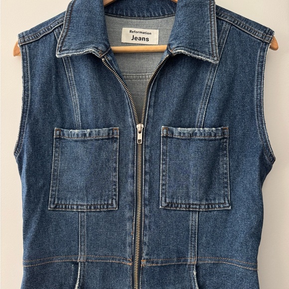 Reformation Blue Denim Women Jeans Overalls - Picture 4 of 5